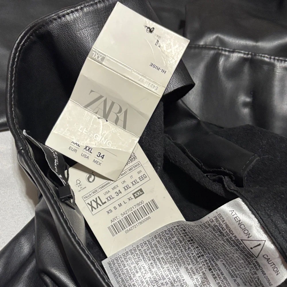 Zara Black Leather Look Trousers